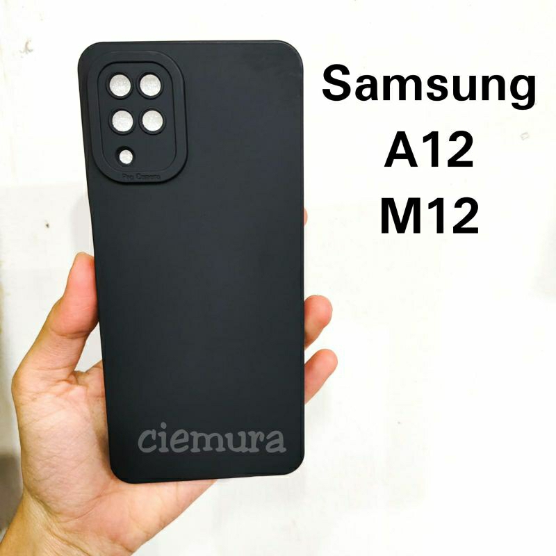 CIE Case Hitam Samsung A12 / M12 Black Matte Softcase Polos Lentur Slim Silikon HP Ciemura