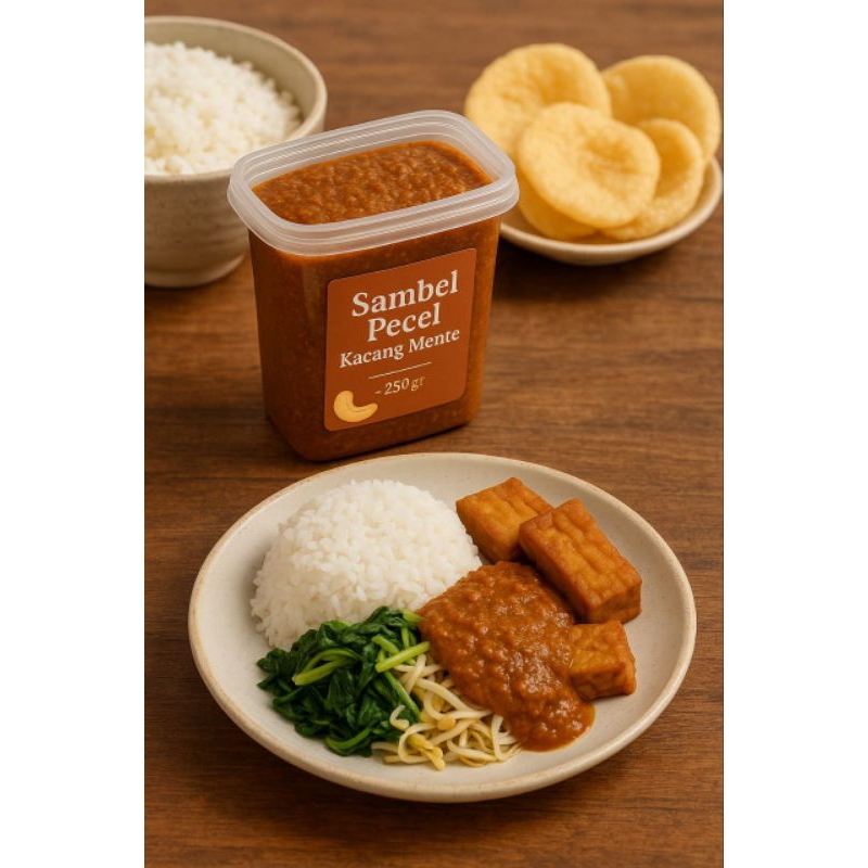 

Sambel pecel kacang mente 250gr- Gurih,Pedas Nikmat,Siap saji