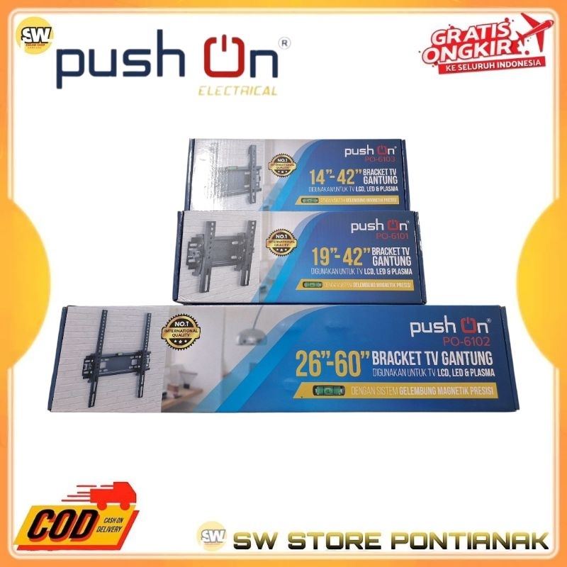 BRACKET TV BRAKET PUSH ON 14 INCH - 60 INCH ORIGINAL / BRACKET DINDING / BRAKET GANTUNG / BRACKET TV