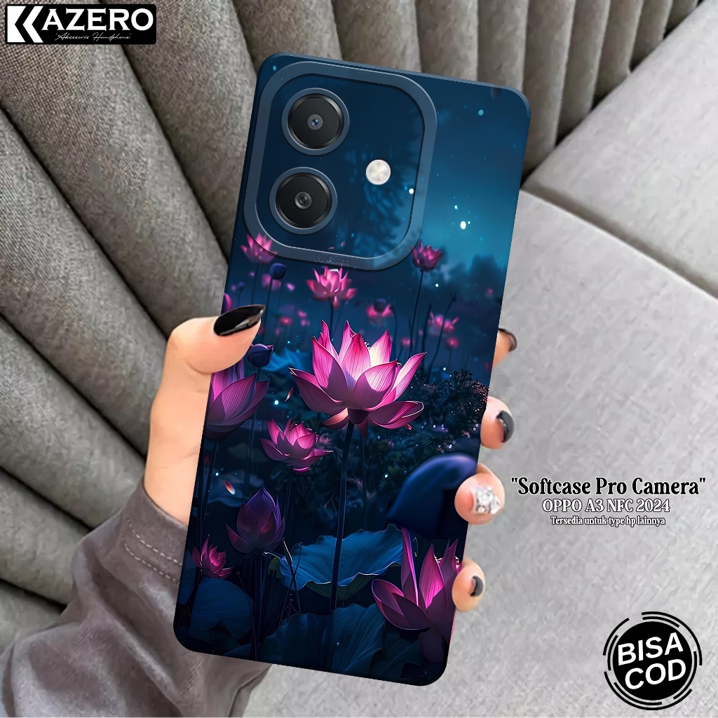 KAZERO Softcase OPPO A3 NFC 2024 Fashion Case Bunga Case OPPO A3 NFC 2024 Silikon Pro Camera Kesing 