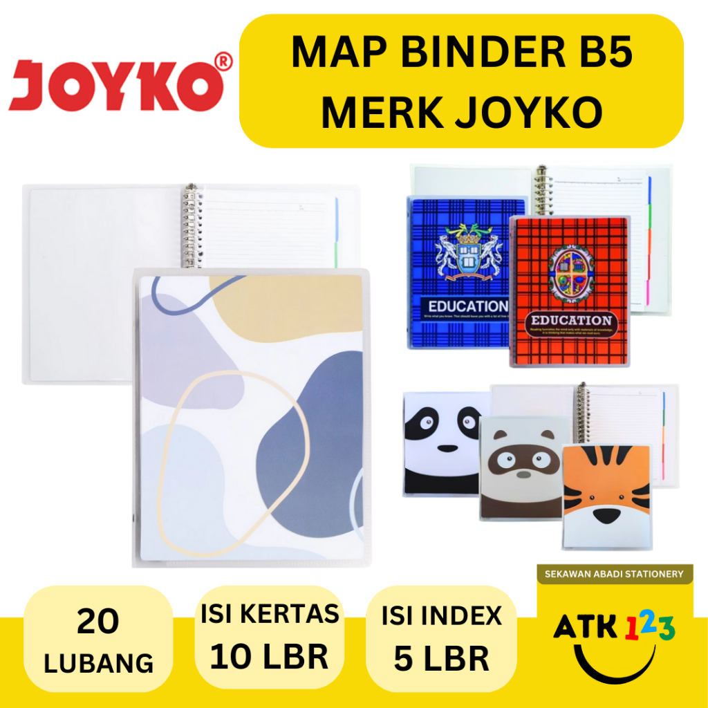 

Map Binder Buku Binder Kuliah Merk Joyko B5-TSAF-F141 Motif Animal Face / Education / Abstract