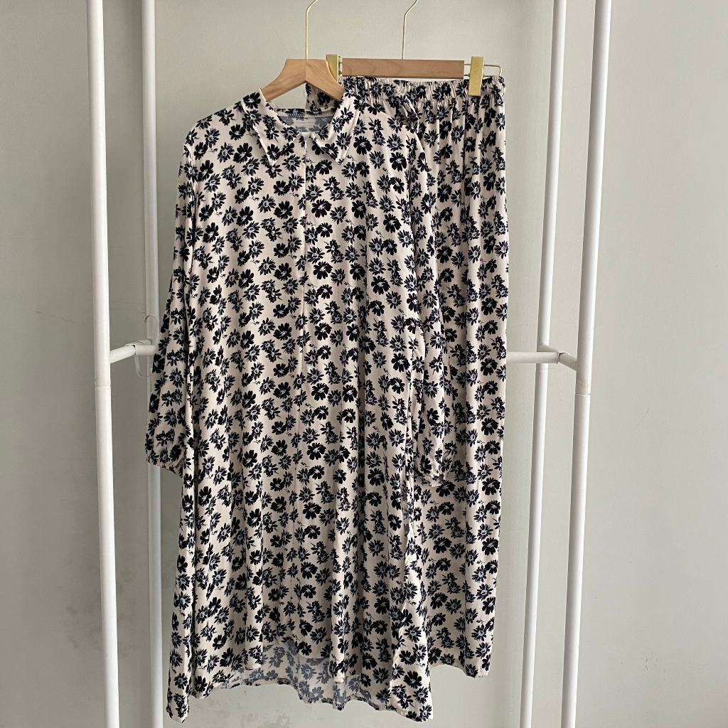 Tunik Set Long NAGITA Rayon Motif LD 110 Terbaru - Tunik Setelan Baju dan Celana