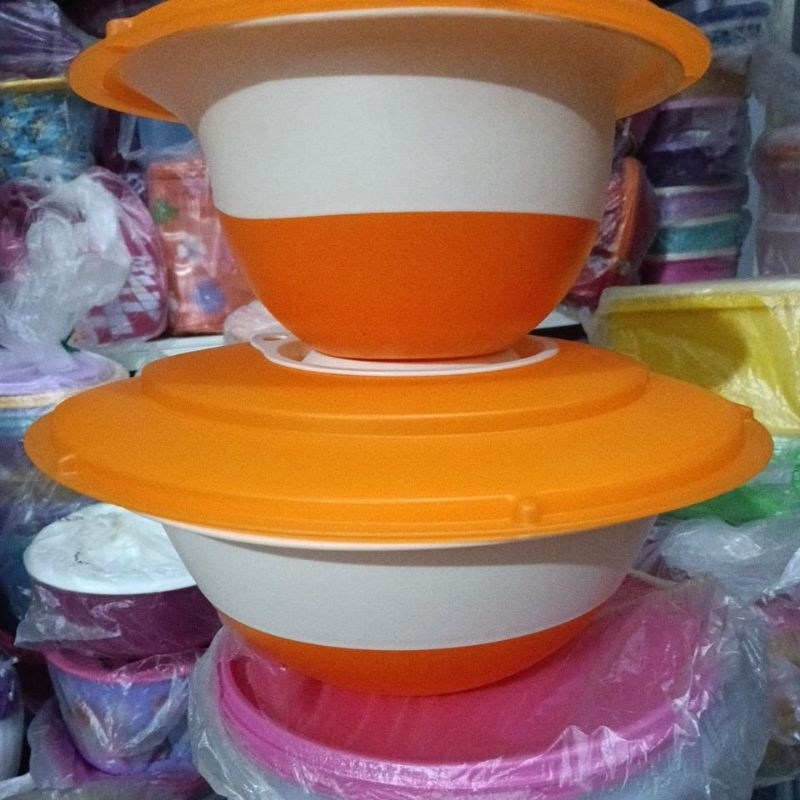 Mixing bowl orange putih tupperware