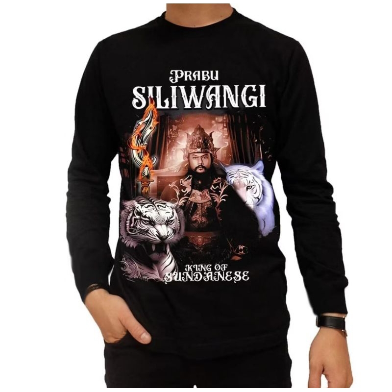KAOS PRABU SILIWANGI KING OF SUNDANESE LENGAN PANJANG CORAK ORANG DAN MACAN