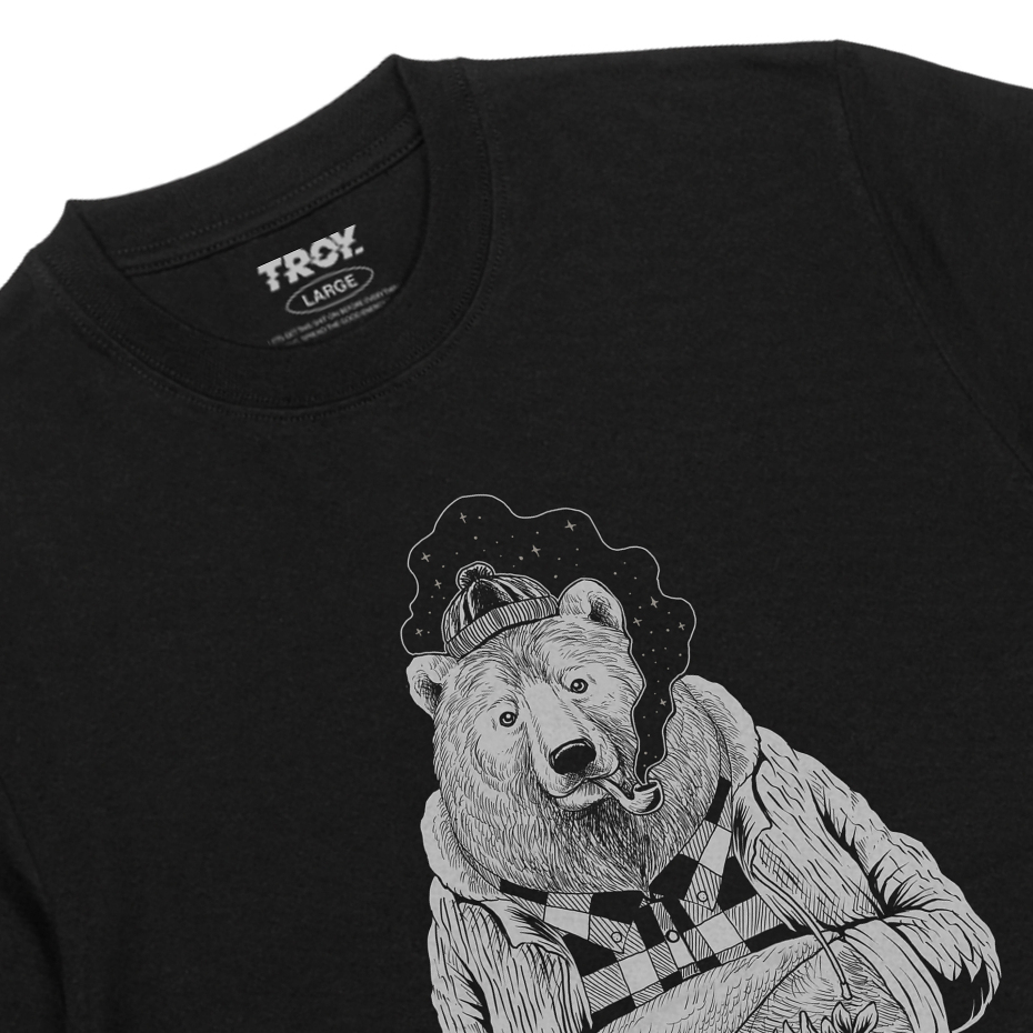Troy Company Tshirt Black Eskimo Bear - Kaos Pria Lengan Pendek Hitam MT 3103