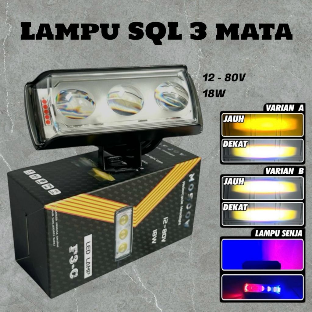LAMPUU TEMBAK SQL 3 MATA/LED LASER GUN LAMPU SOROT MODEL SQ LAMPU LASER MINI WATERPROOF PLUS SENJA B