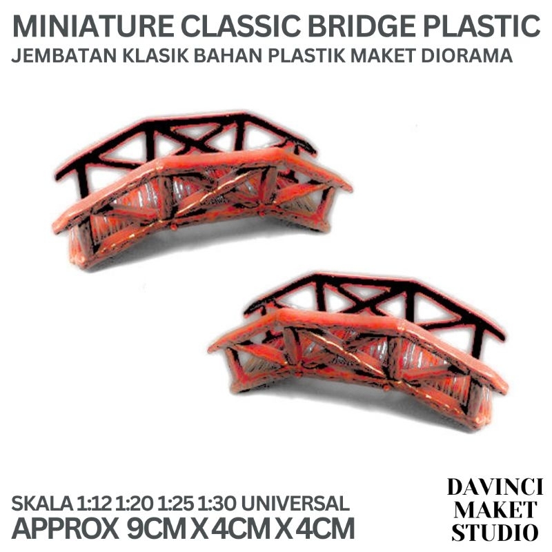 (Satuan) Classic Bridge Brown Plastic Wooden - Miniatur Jembatan Klasik Model Kayu Plastik Coklat Ma