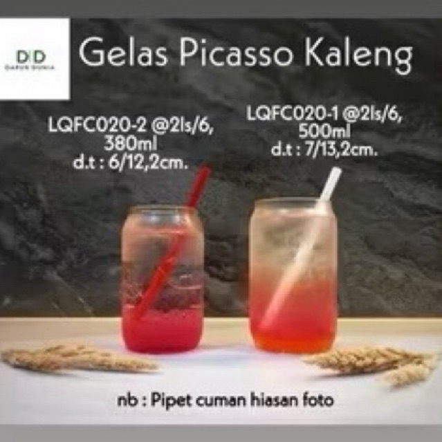gelas kaca picasso model kaleng ( 380ml / 500ml )