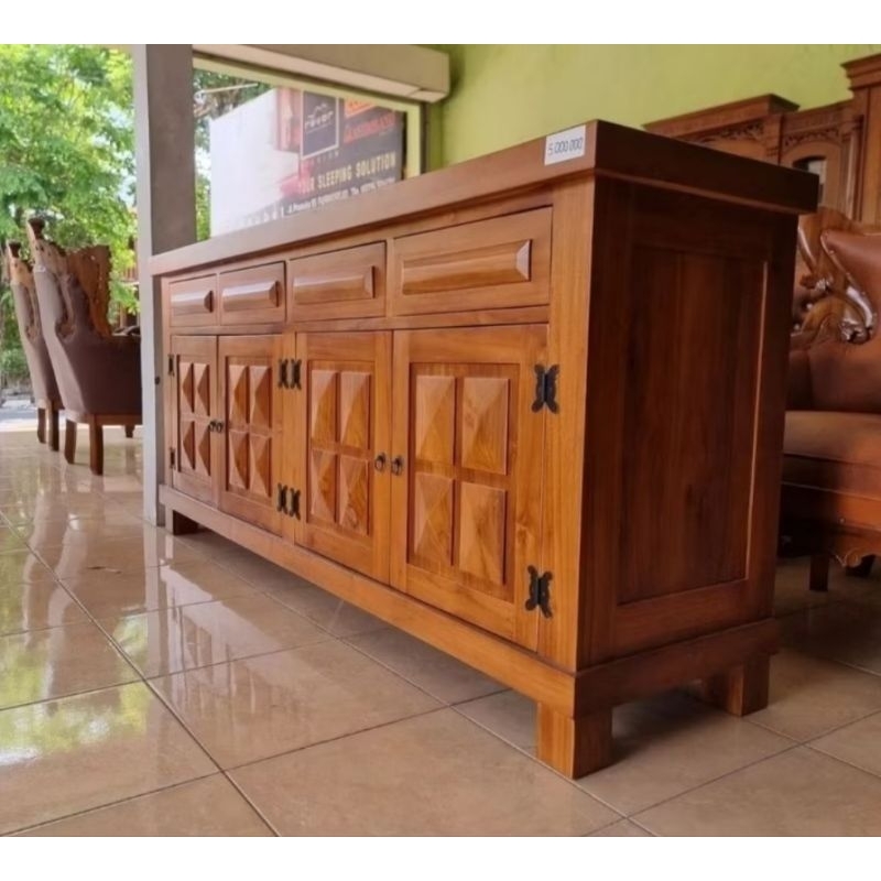 Bufet meja tv piramida jati jepara Bufet tv minimalis modern bufet diamond