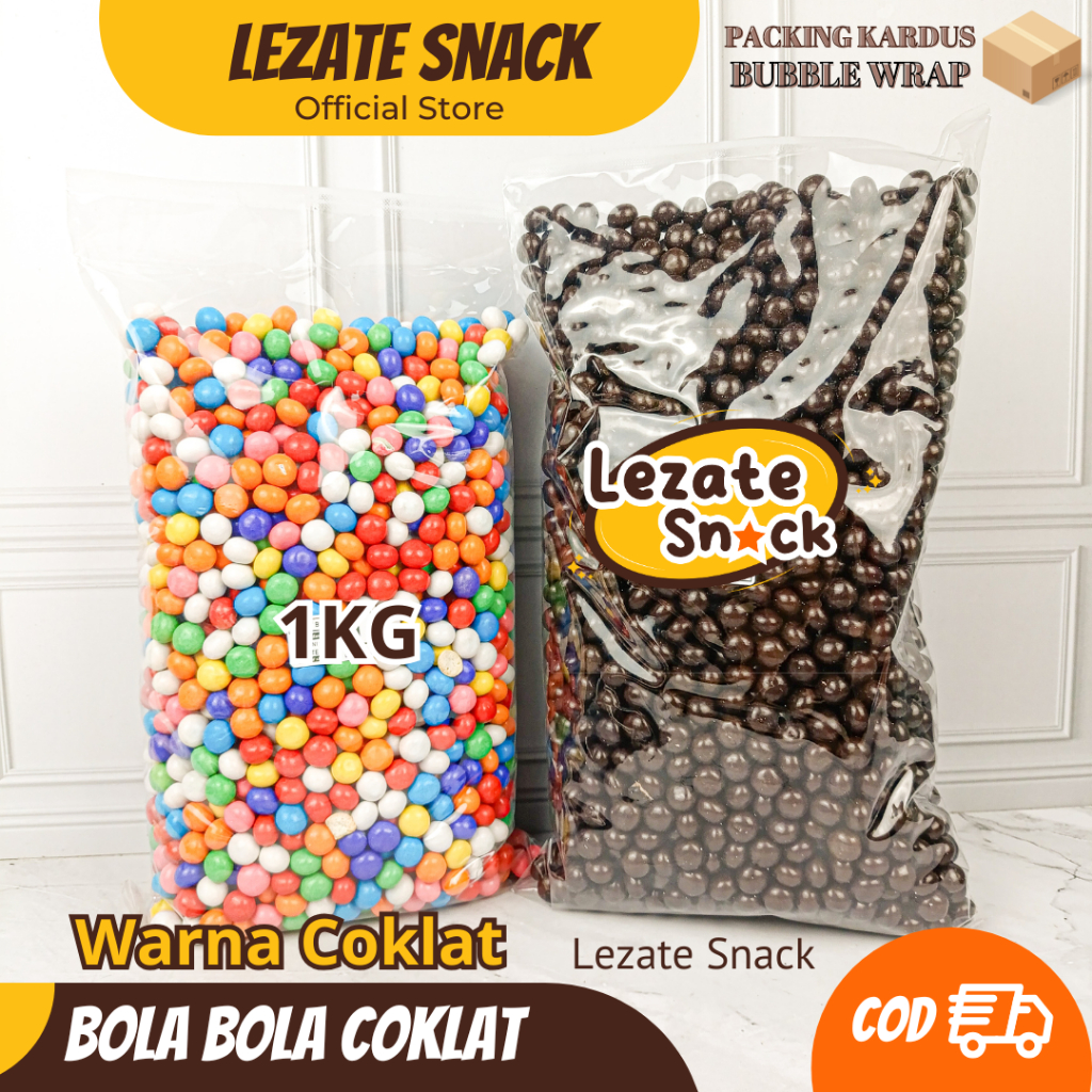 

Biskuit Bola Bola Coklat 1KG Kiloan Murah Manis Enak / Roti Bola Cokelat Warna Warni Pelangi Permen Roti Kue Coklat Bobo Lezate Snack