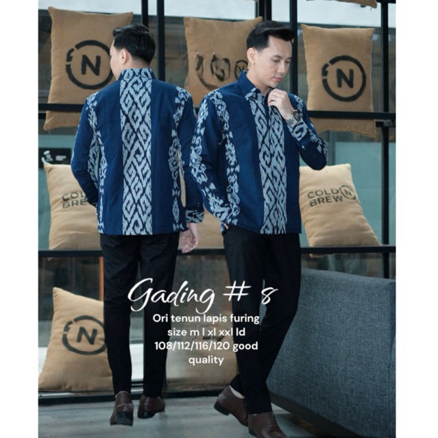 kemeja tenun troso pria asli jepara lengan panjang baju tenun lapis furing