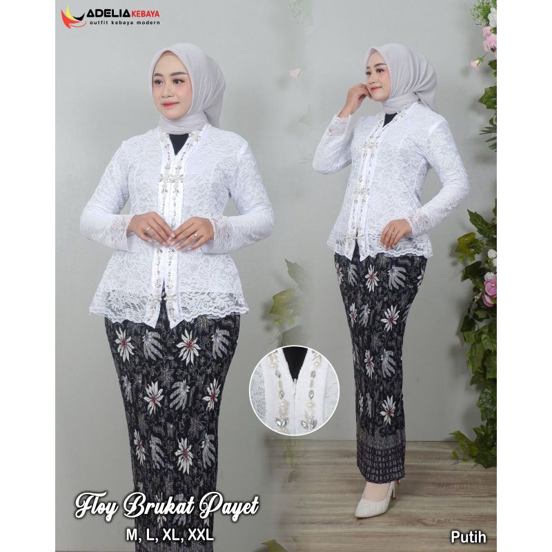 SET KEBAYA FLOY PAYET brokat modern / Kebaya blouse wanita wisuda kondangan lamaran couple bridesmai
