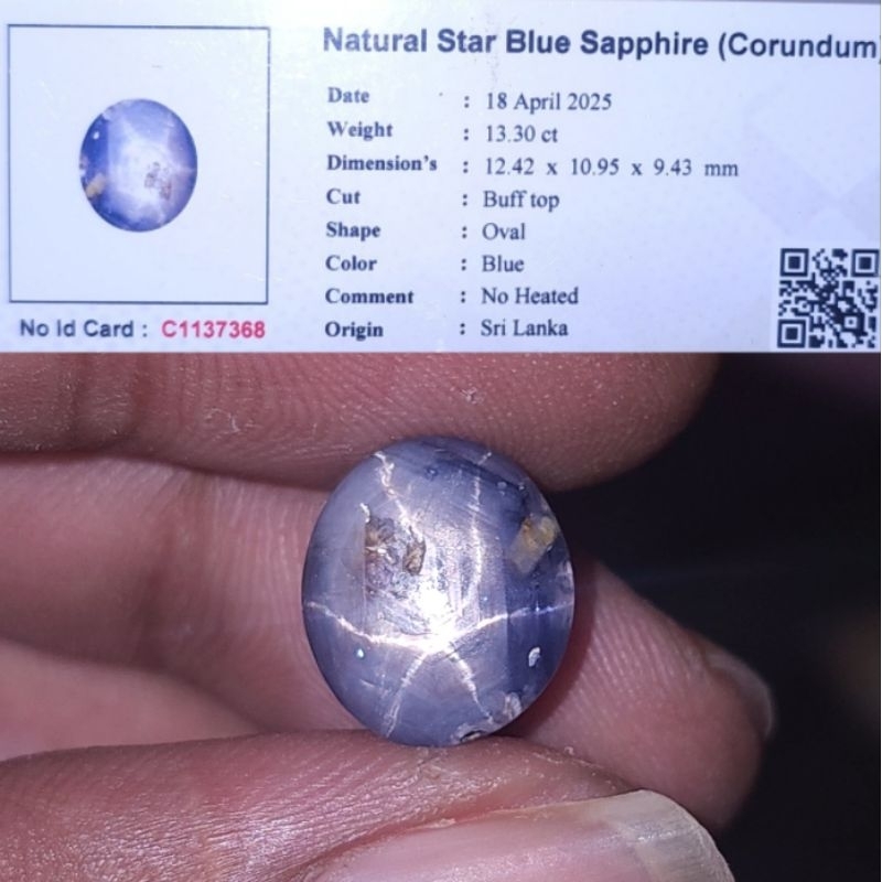 natural BIG SIZE blue sapphire STRONG STAR ceylon safir srilanka no treatment