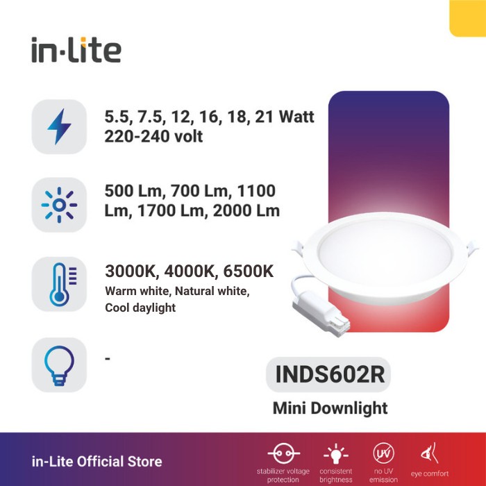 Lampu Slim Downlight in-Lite 18Watt Inbow INDS602R