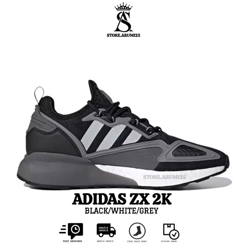 Sepatu Adidas ZX 2K Boost Black/White/Grey