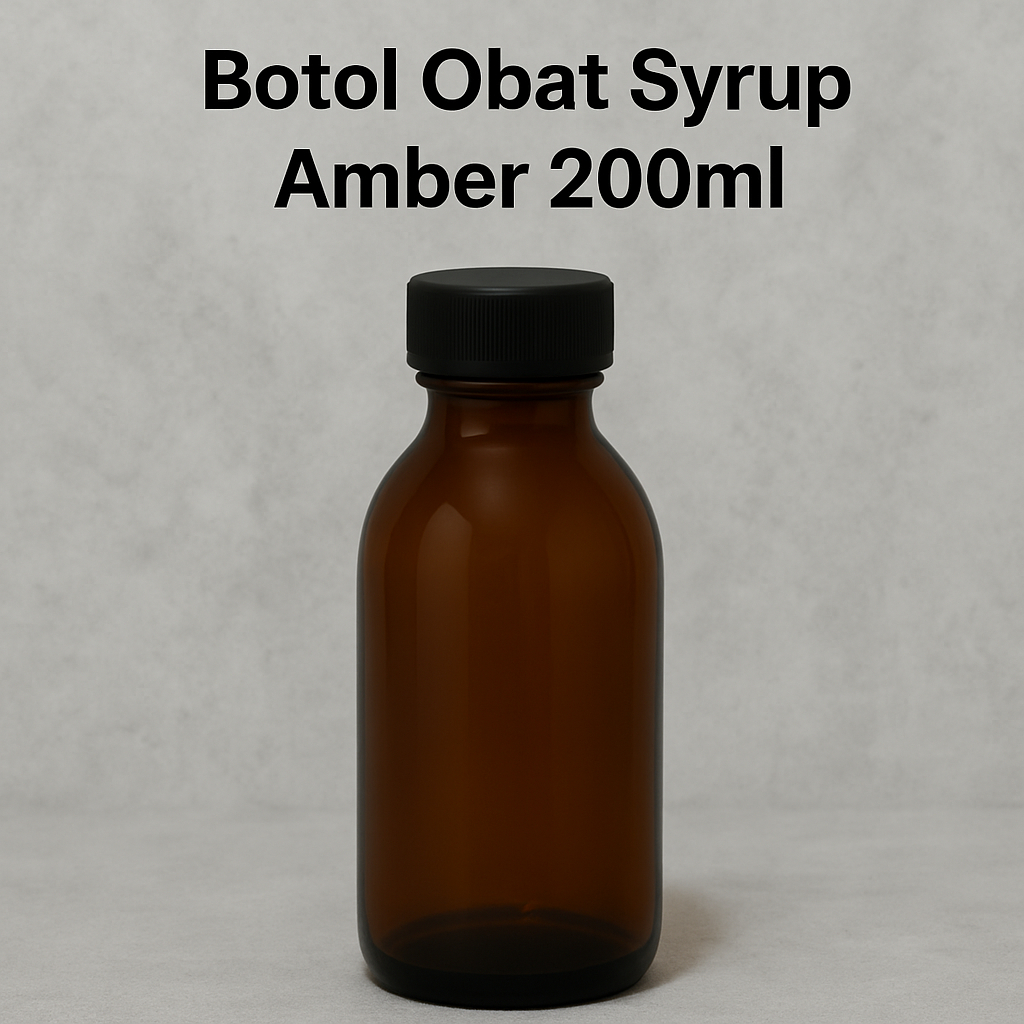 Botol Obat Syrup 200ml – Botol Kaca Amber / Botol Kaca Cokelat