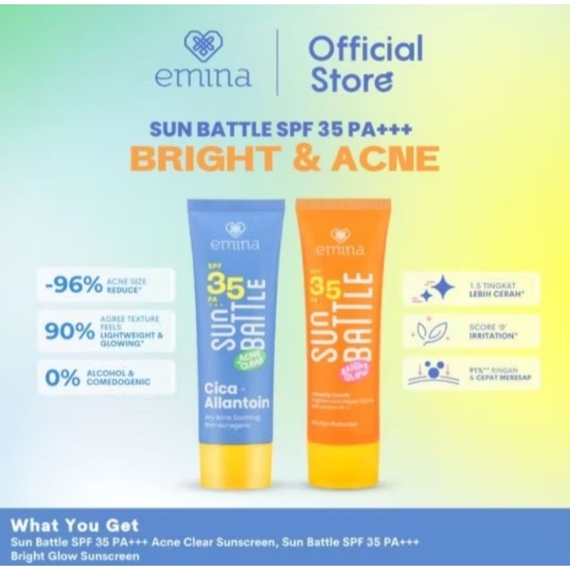 Emina Sun Battle Sunscreen SPF 35  50 ml | Emina Sun Battle SPF 35 Acne Clear 50ml