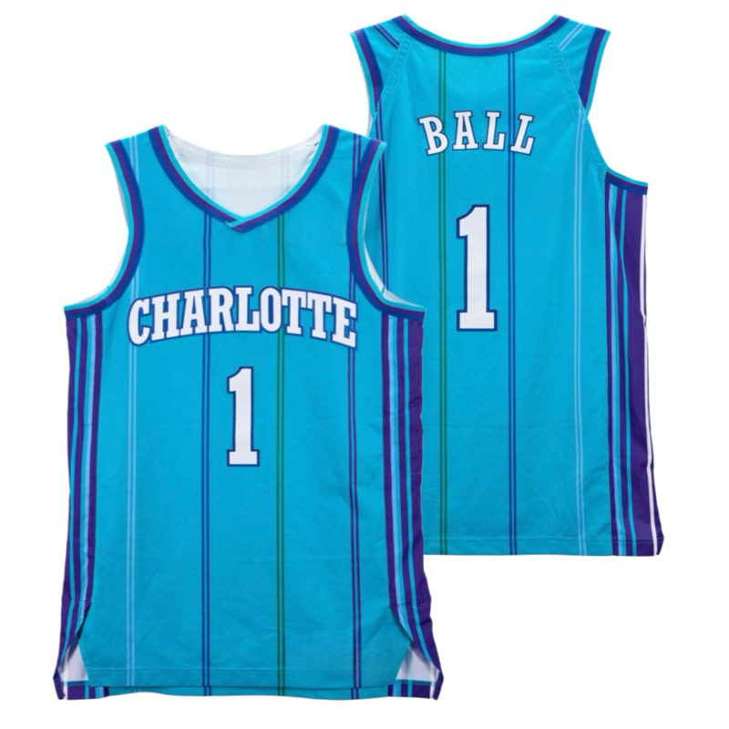 BORDIR IMPORT JERSEY BAJU BASKET CHARLOTTE HORNETS #1 LAMELO BALL CLASSIC EDITION TOSCA BIRU HIJAU