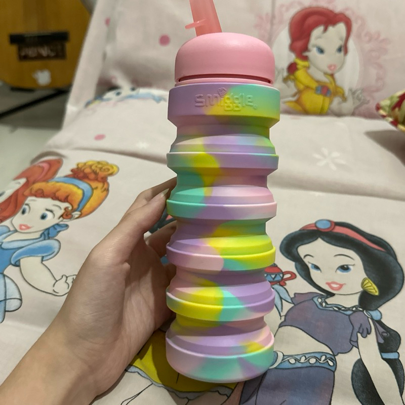 water bottle botol minum anak cewek smiggle original squash silicone rainbow preloved like new