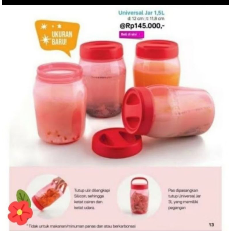 Universal jar 1,5 L merah / jar 1,5 L merah ecer / toples tupperware