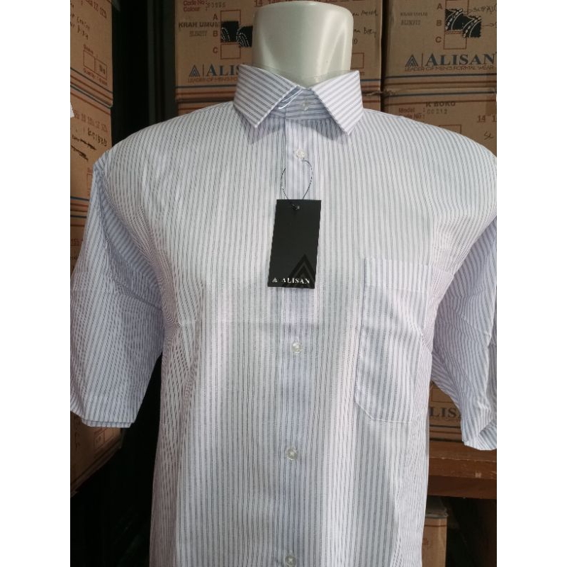 promo kemeja Alisan big size lengan pendek, kemeja motif big size 16,5 /17/17,5  Alisan reguler
