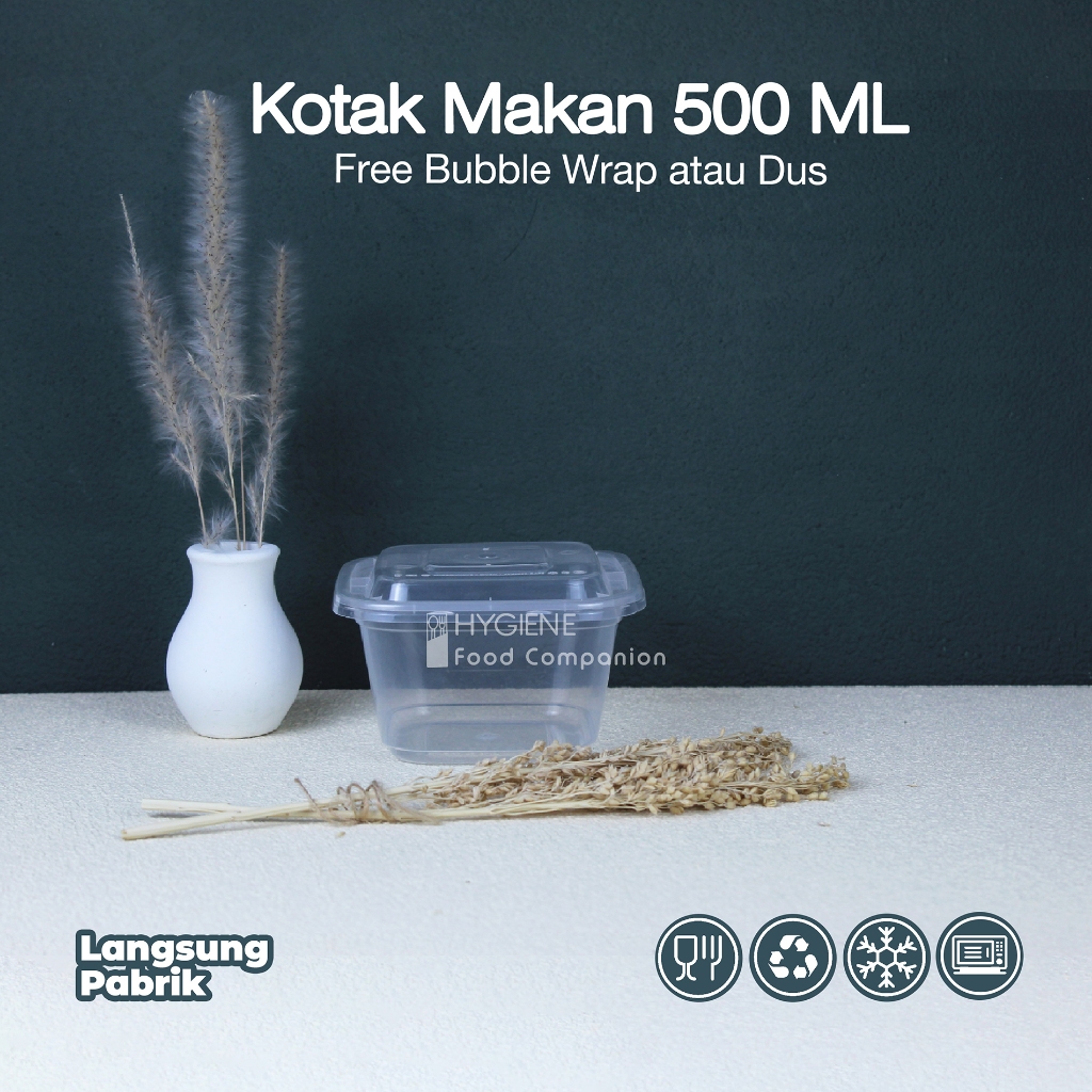 Kotak Makan Plastik / Thinwall / Food Container Persegi 500ML