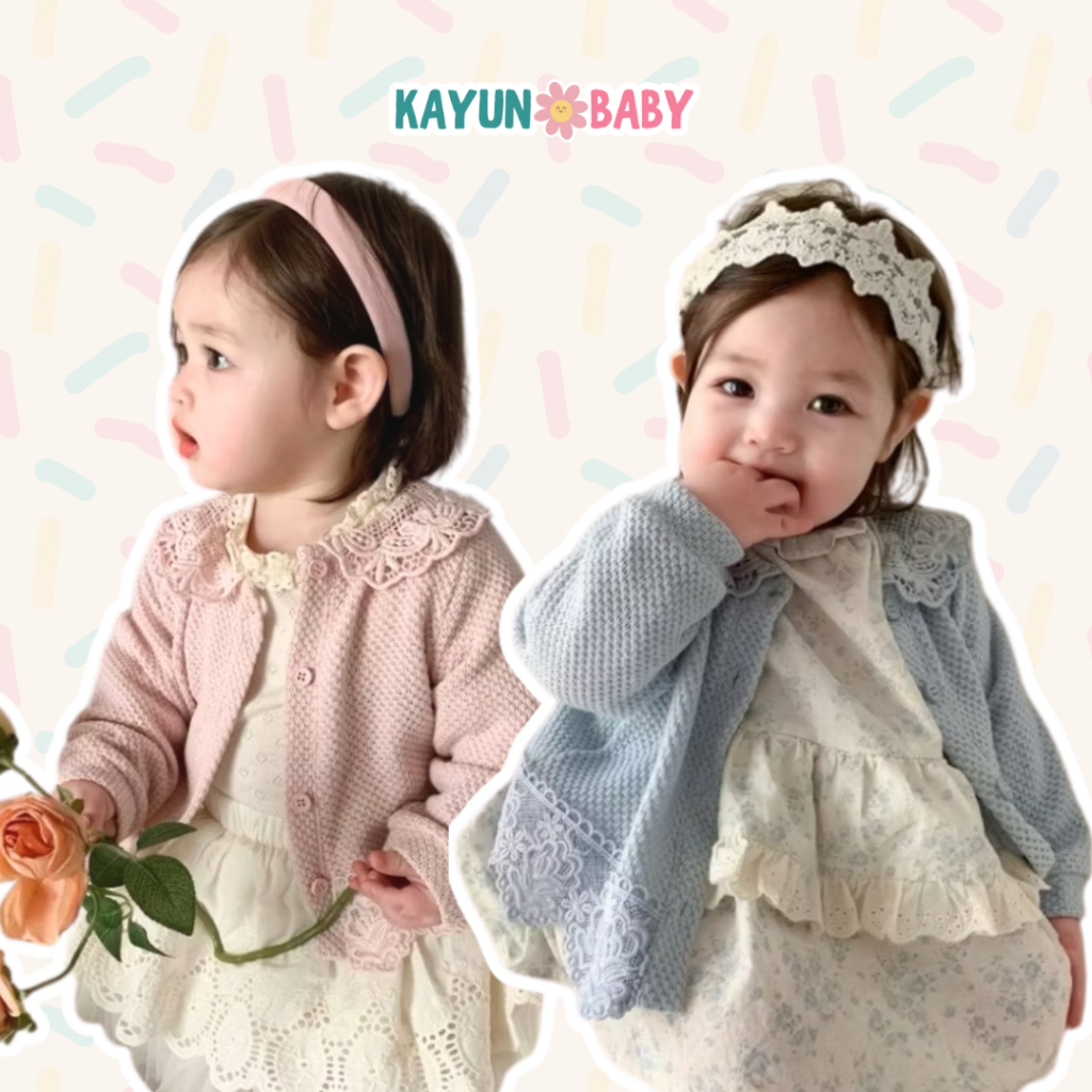 E183 Baby Girls Knitted Cardigan | Cardigan Knit Bayi Perempuan | Kardigan Rajut Warna Pastel Nyaman