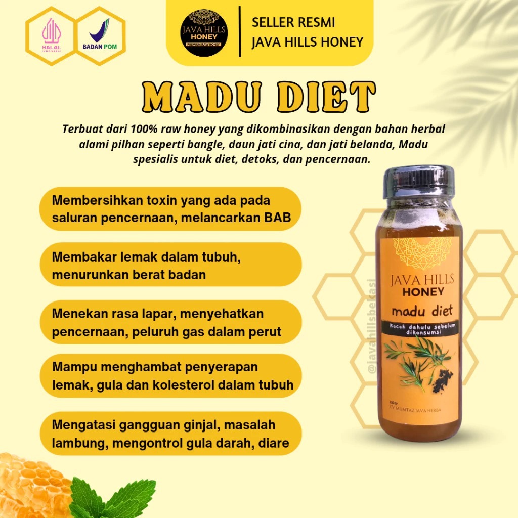 

(Free Pilih Hadiah) Java Hills Honey Madu Diet Detok Lemak Penurun Berat Badan Pencernaan Lancar