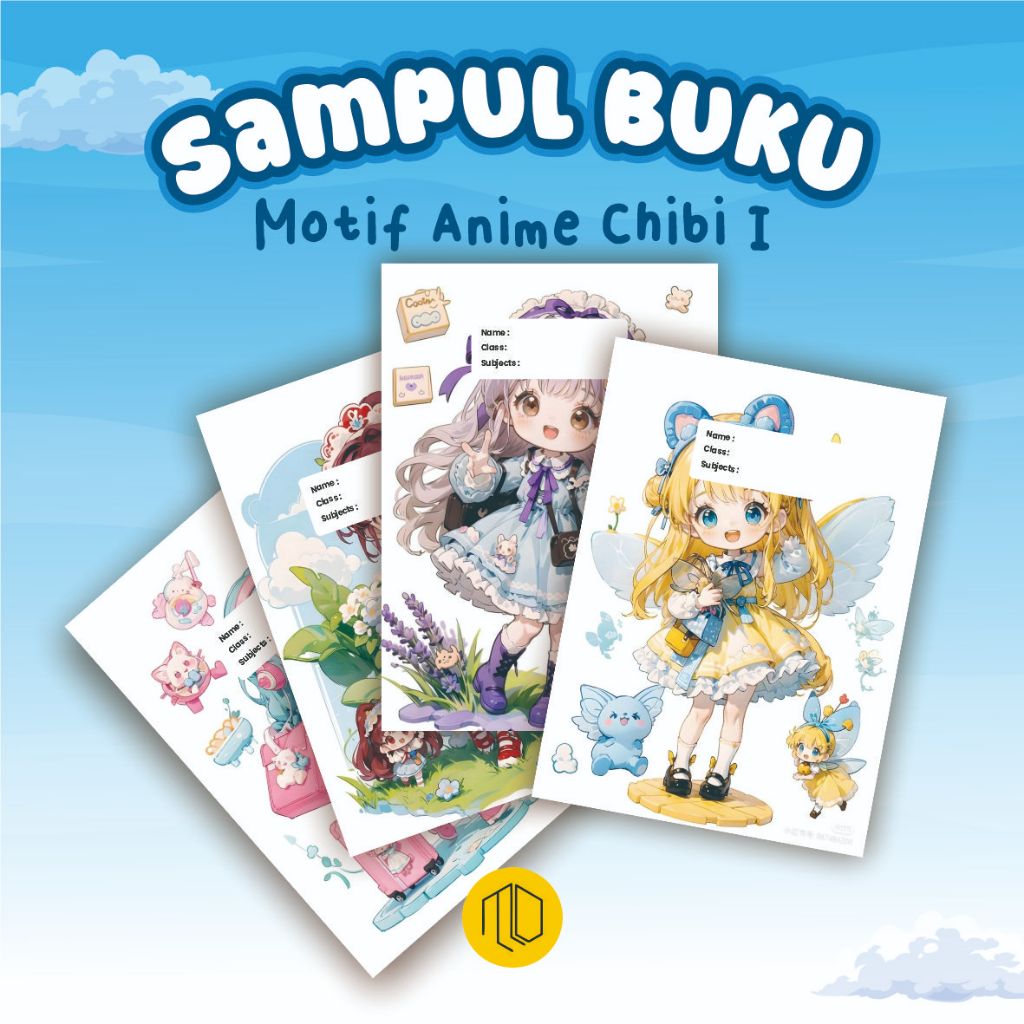 (ISI 10 PCS) Sampul Buku Motif Anime Chibi 1 - Book Cover Aesthetic - Sampul Buku Estetik - Sampul B