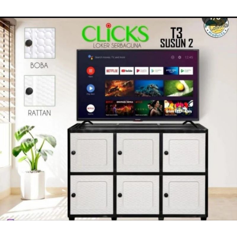 Lemari Plastik Meja TV Plastik Tabita Click T3 Lemari