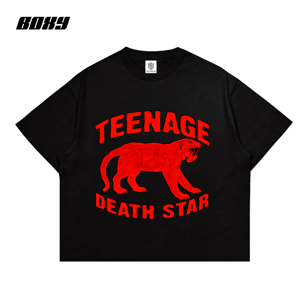 Seishin Kaos Boxy Teenage Death star Tshirt musik Oversize fit Short Sleve unisex