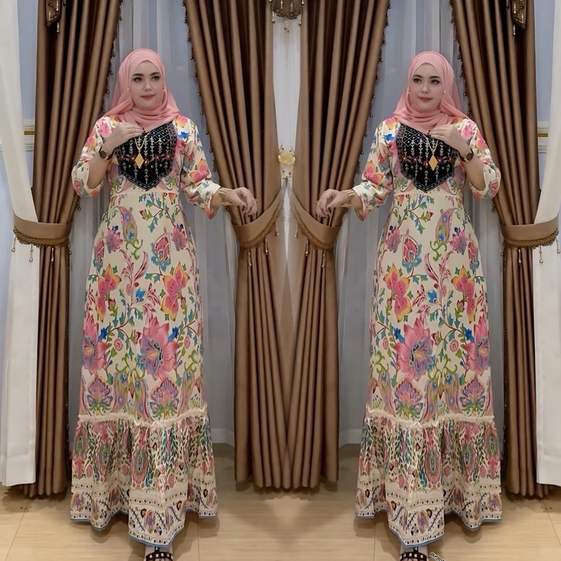 Gamis BANGKOk (FREE CEPOL) Hindi Bordir Mewah Muslim dress