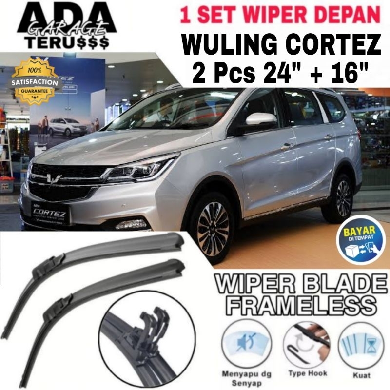 Wiper Frameless Wuling Cortez Sepasang 2 Pcs Lentur Anti Baret Wiper Kaca Mobil Wuling Cortez Wiper 
