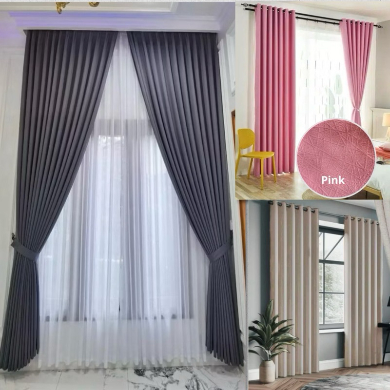 Gorden Panjang tinggi 4 meter 3meter jendela pintu Blackout import polos tebal halus cantik mewah