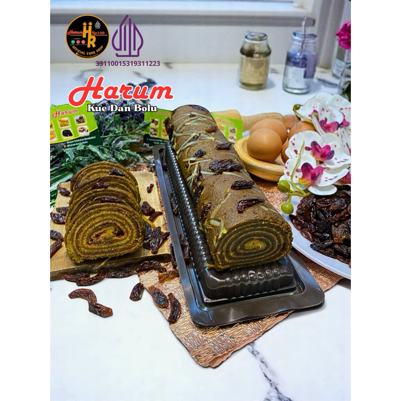 

kue Lapis Legit Gulung Coklat / lapis gulung basah, padat rasa coklat dengan toping keju dan kismis 100 % halal
