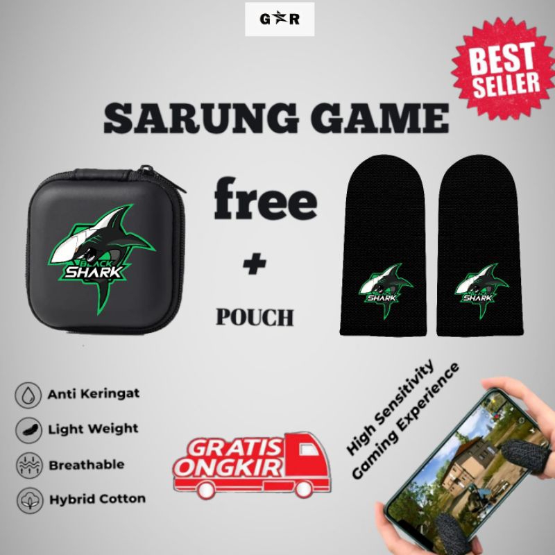 Sarung Jempol Game BLACK SHARK Murah Anti Keringat Premium Isi 2 Pcs + Box POUCH