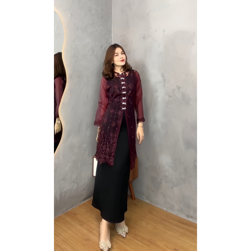 Outer hadju brokat sapto terbaru / Outer brokat sapto payet mutiara