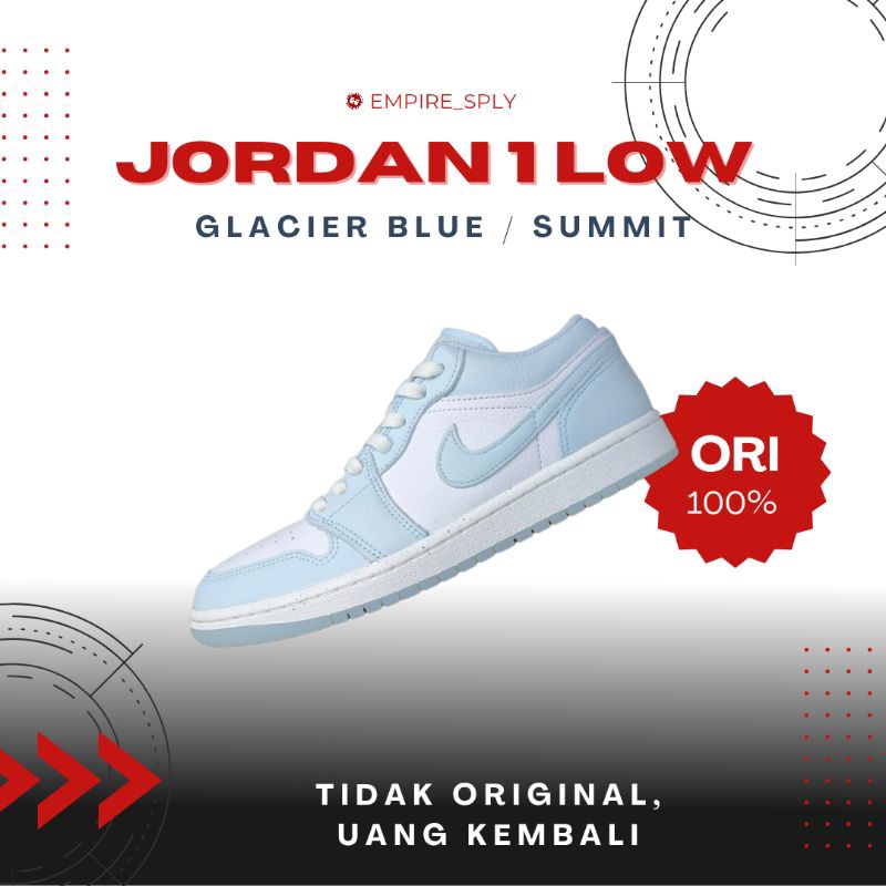 Nike Sepatu Sneakers Jordan 1 Low Glacier Blue Original