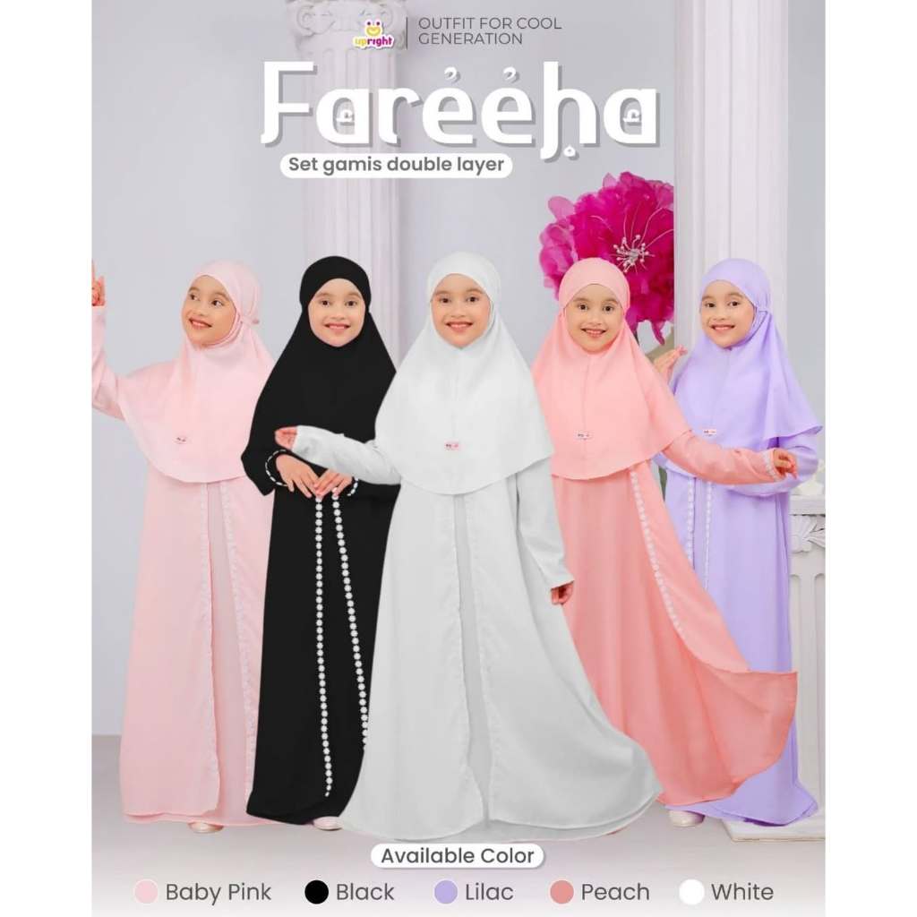 Zahra Syari Gamis Abaya Bahan Crinkle Airflow Premium + Khimar Gamis Anak Polos Umur 3-14 Tahun