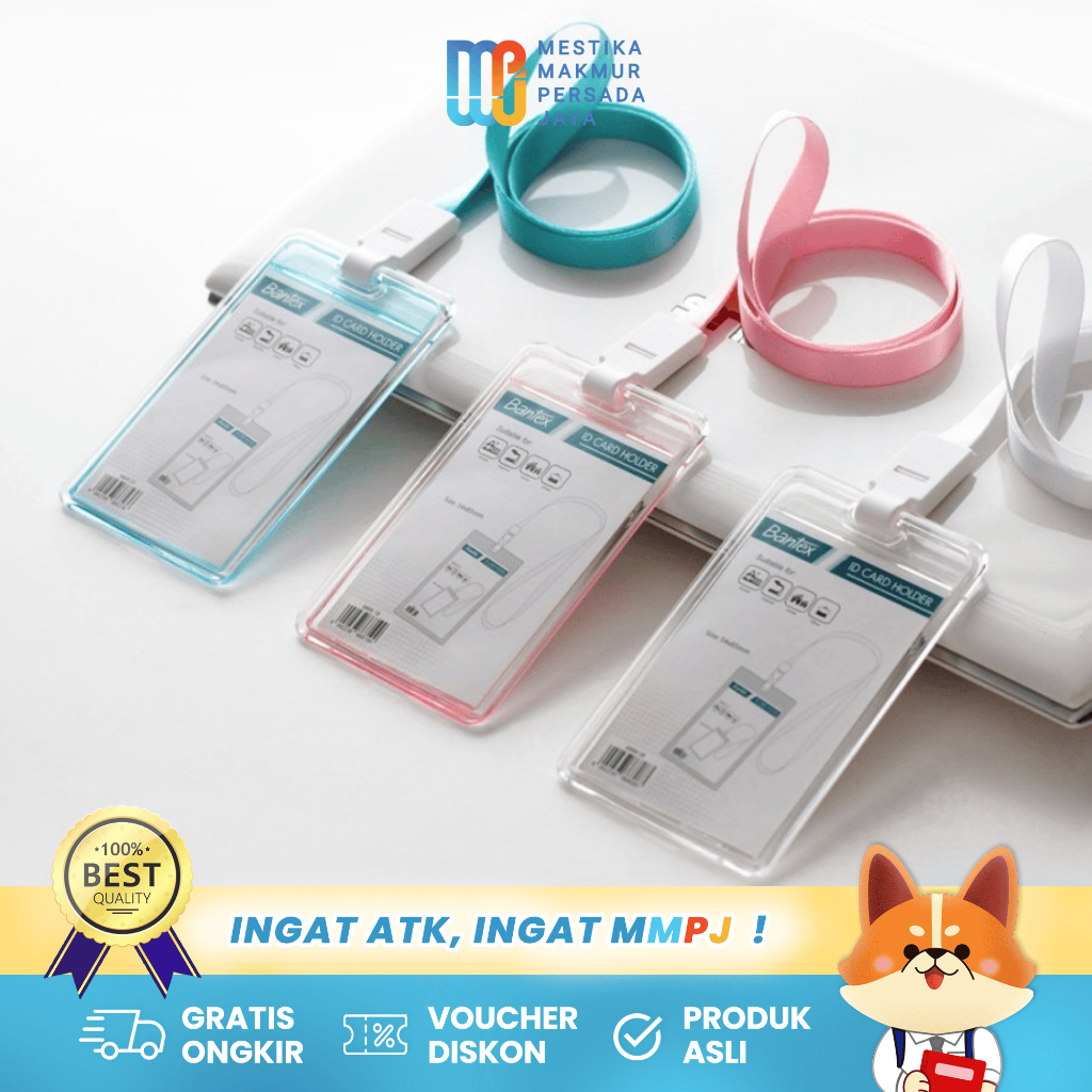 

Bantex ID Card Akrilik Dengan Tali Lanyard - Name Tag / Card Holder / Tempat Kartu Nama 8868