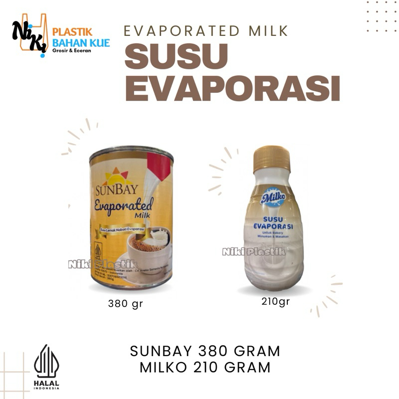 

Susu Evaporasi / Evaporated Milk | Sunbay 380gr & Milko 210gr