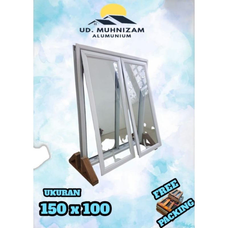 kusen jendela alumunium gandeng 3in ukuran 150x100  120x100. 100x100