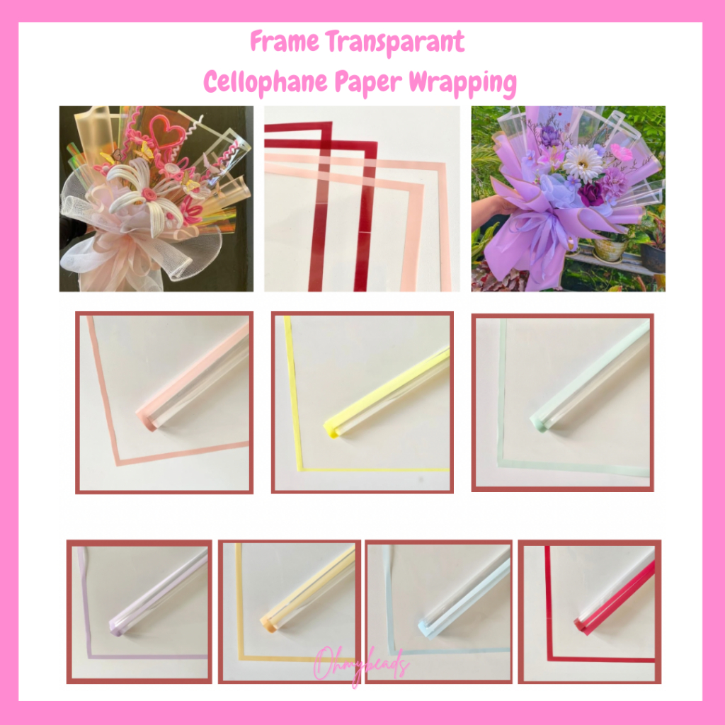 

[ 5 Lembar ] ￼Transparan List Cellophane Transparent Line Wrapping Paper OPP Kertas Bouquet