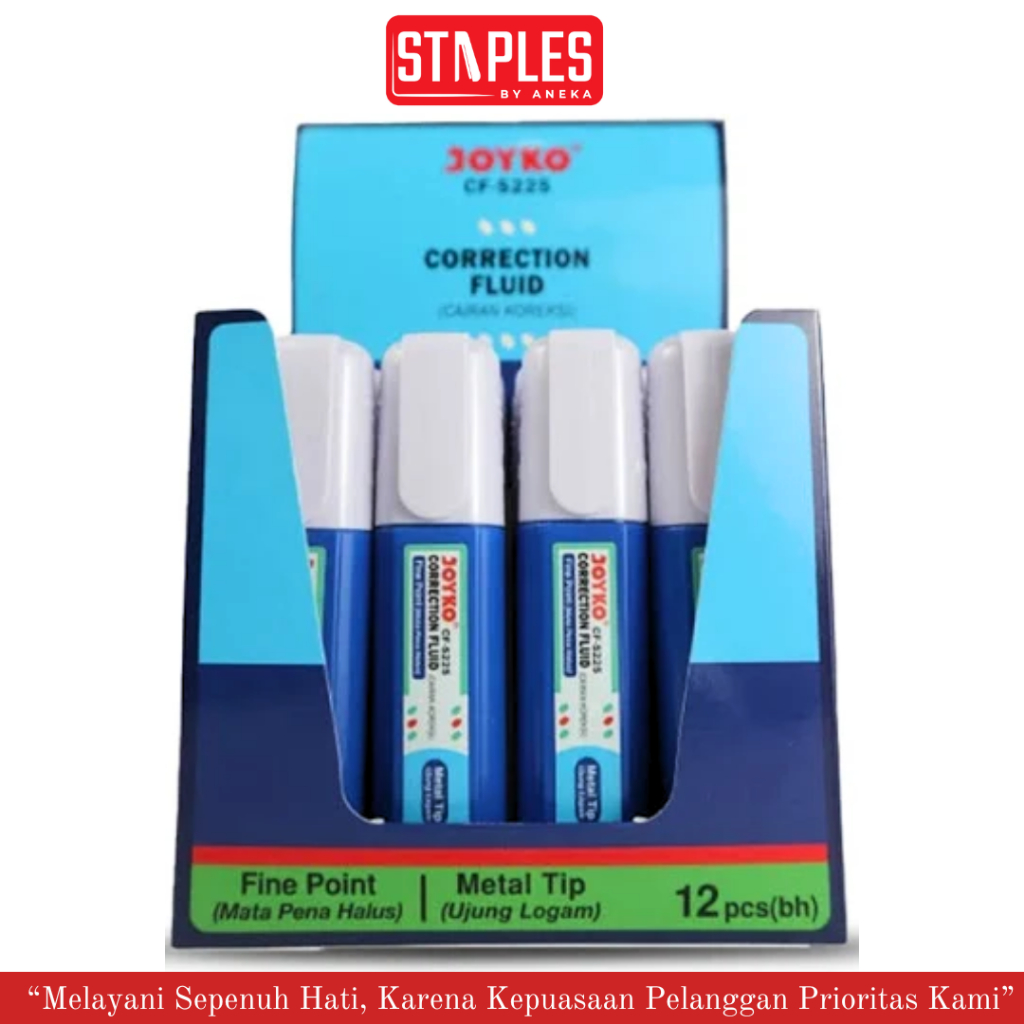 

Joyko Correction Fluid CF-S225 (12 PCS) / Correction Fluid / Cairan Koreksi / Tipex Cair Grossir