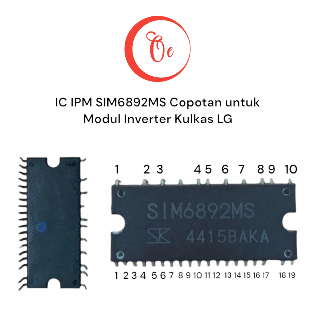 IC IPM SIM6892MS Inverter Kulkas LG (Pengganti SIM6822)