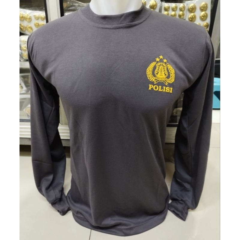 kaos polisi lengan panjang/kaos polri lengan panjang/kaos cokelat polisi lengan panjang
