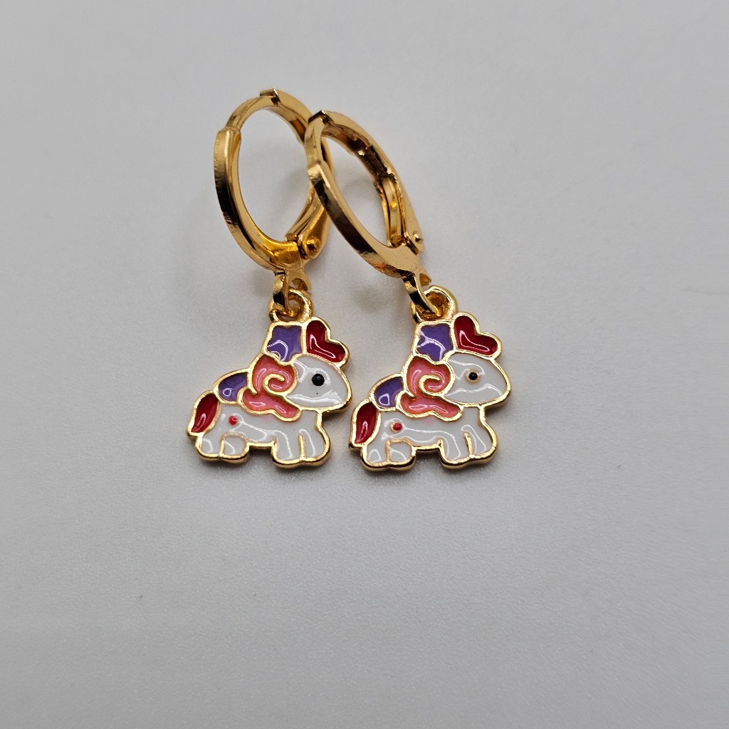 Anting Jepit Anak Terbaru Karakter Kuda Warna Warni Lapis Emas