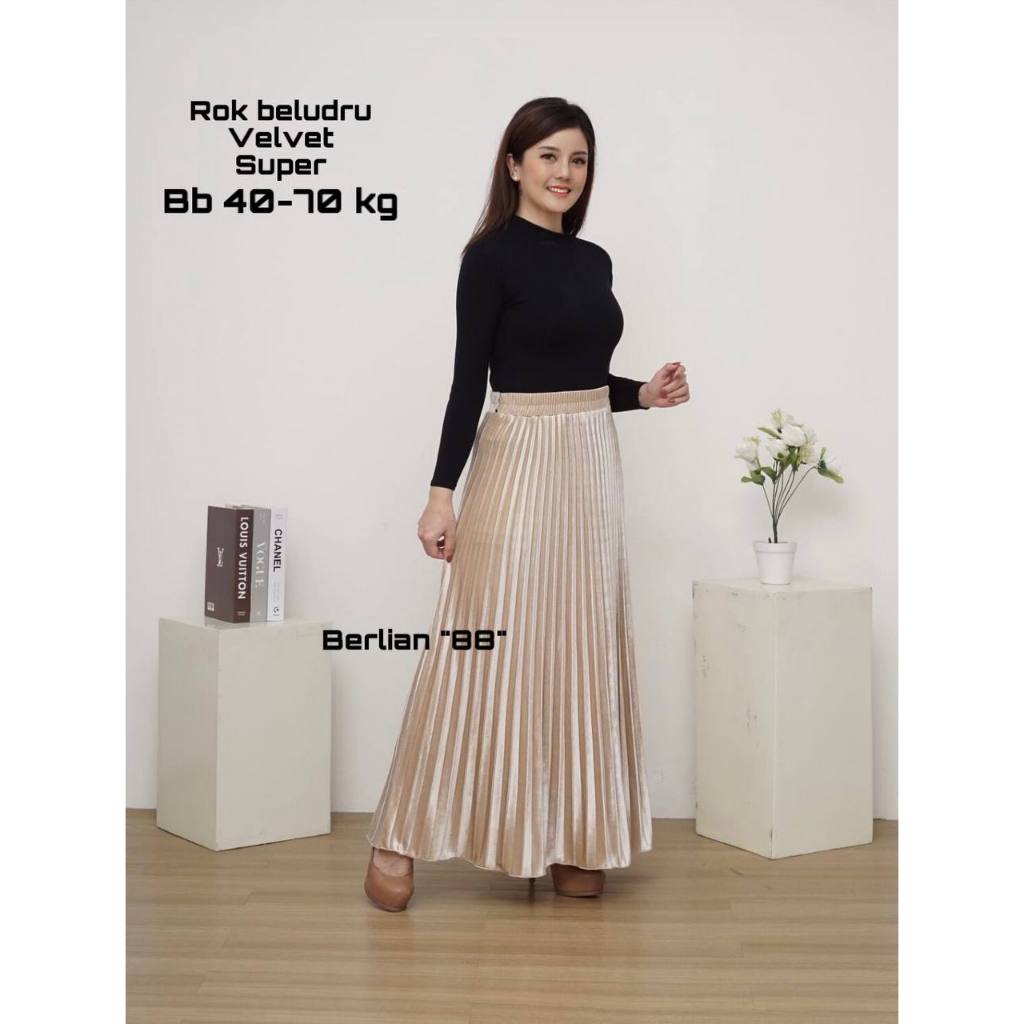 SK rok beludru velvet/rok beludru import/rok beludru panjang