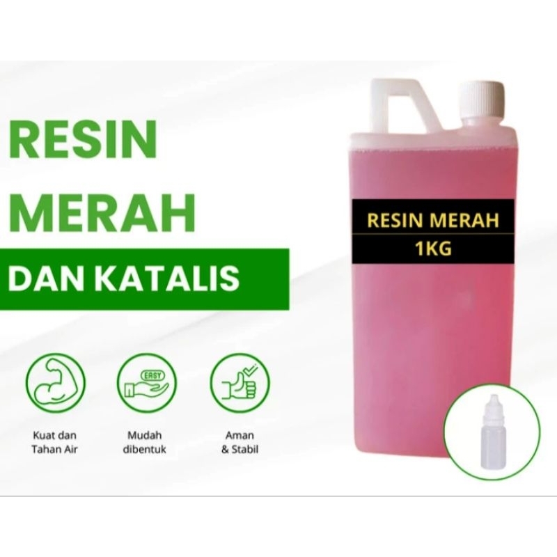 Resin merah kualitas super Plus Katalis/Resin Polyester SHCP kemasan 1kg