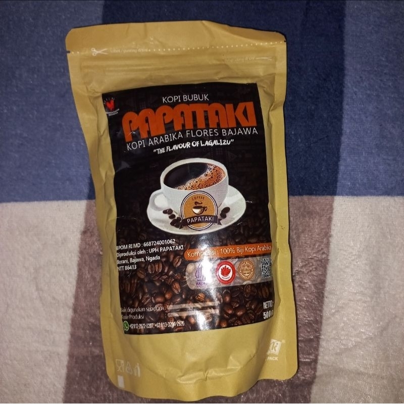 

Kopi Bubuk Papataki Kopi Arabika Flores Bajawa Kemasan 500gr Halal BPOM